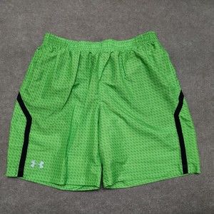 Under Armour Loose Fit Heatgear Athletic Shorts Mens L Bright Green Drawstring
